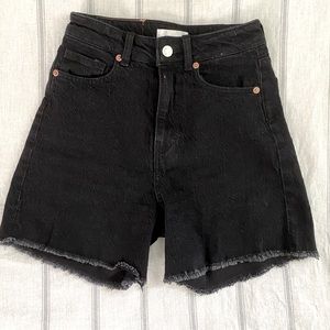High waisted black denim shorts. Size 2.